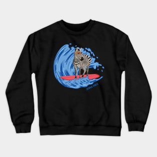 zebra Vibes Beach Waves Wild Animal Summer Vacation Surfing Crewneck Sweatshirt